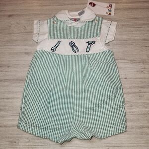 Vintage Good Kidz Baby Boy Outfit Green Size 3/6 Months NWT B4